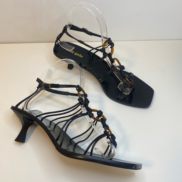 Cult Gaia  Ziba Kitten Heel Sandals heel black 38 8 tortoiseshell - Picture 1 of 9